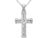 14K White Gold Reversible Crucifix Cross Pendant Necklace with Chain